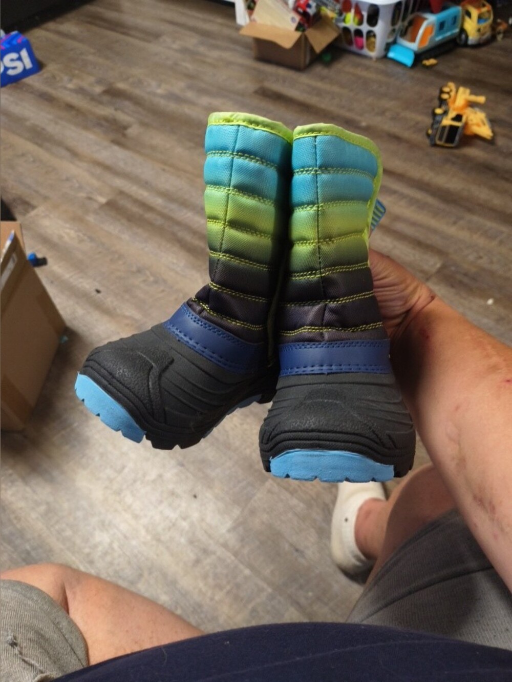 Source Unknown Blue and Green Kids Snow Boots